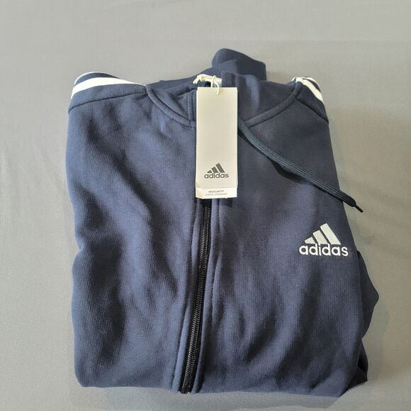 Adidas Mens FZ Hoodie, Navy Blue, Large, Multi Sport, Pockets New With Tags - Picture 1 of 11